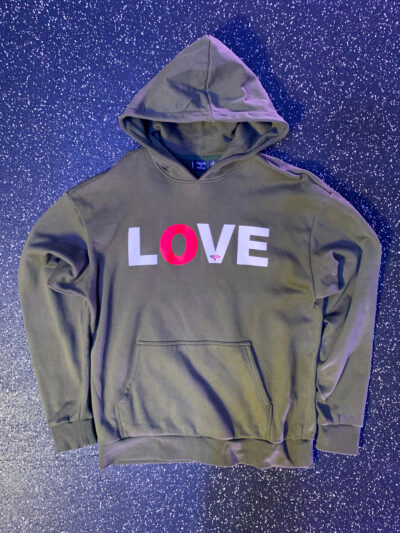 UNISEX LOVE HOODIE (ARMY GREEN/RED/WHITE)